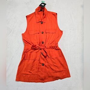 Marc New York Orange Sleeveless Button-Front Utility Dress